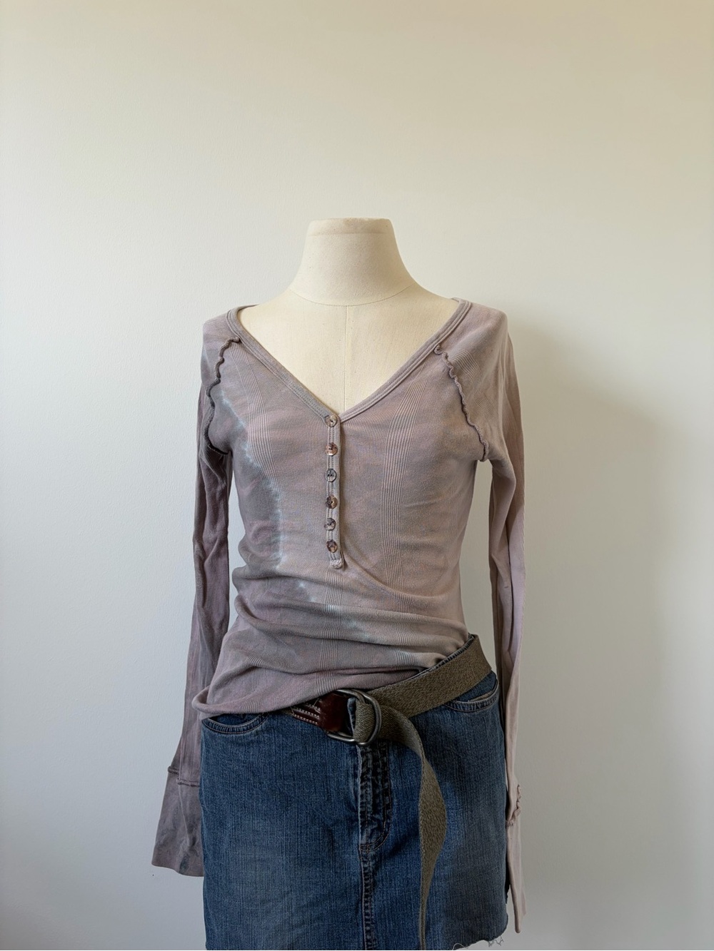 Nordstrom Lightweight Ribbed Henley in Dusty Mauve